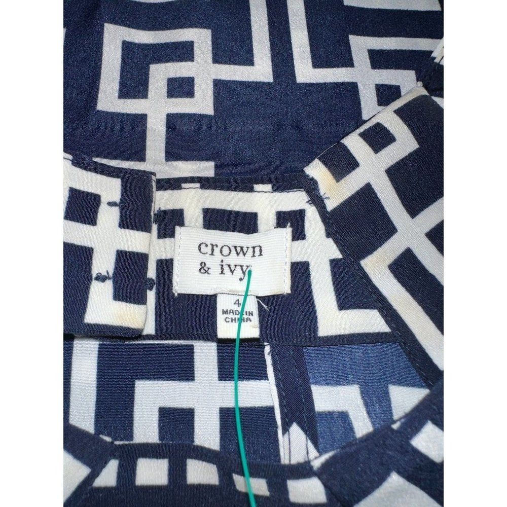 A3 crown ivy dress womens size 4 navy white geo preppy - Picture 3 of 7